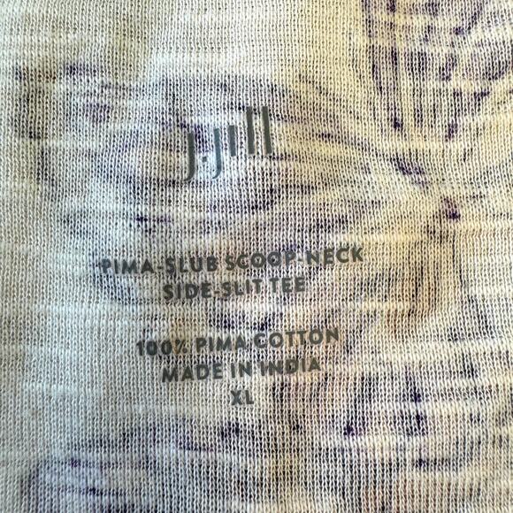 J.Jill Pima Slub Scoop Neck Side Slit Tee Women's Sz XL Purple Pink Butterflies - Picture 9 of 12